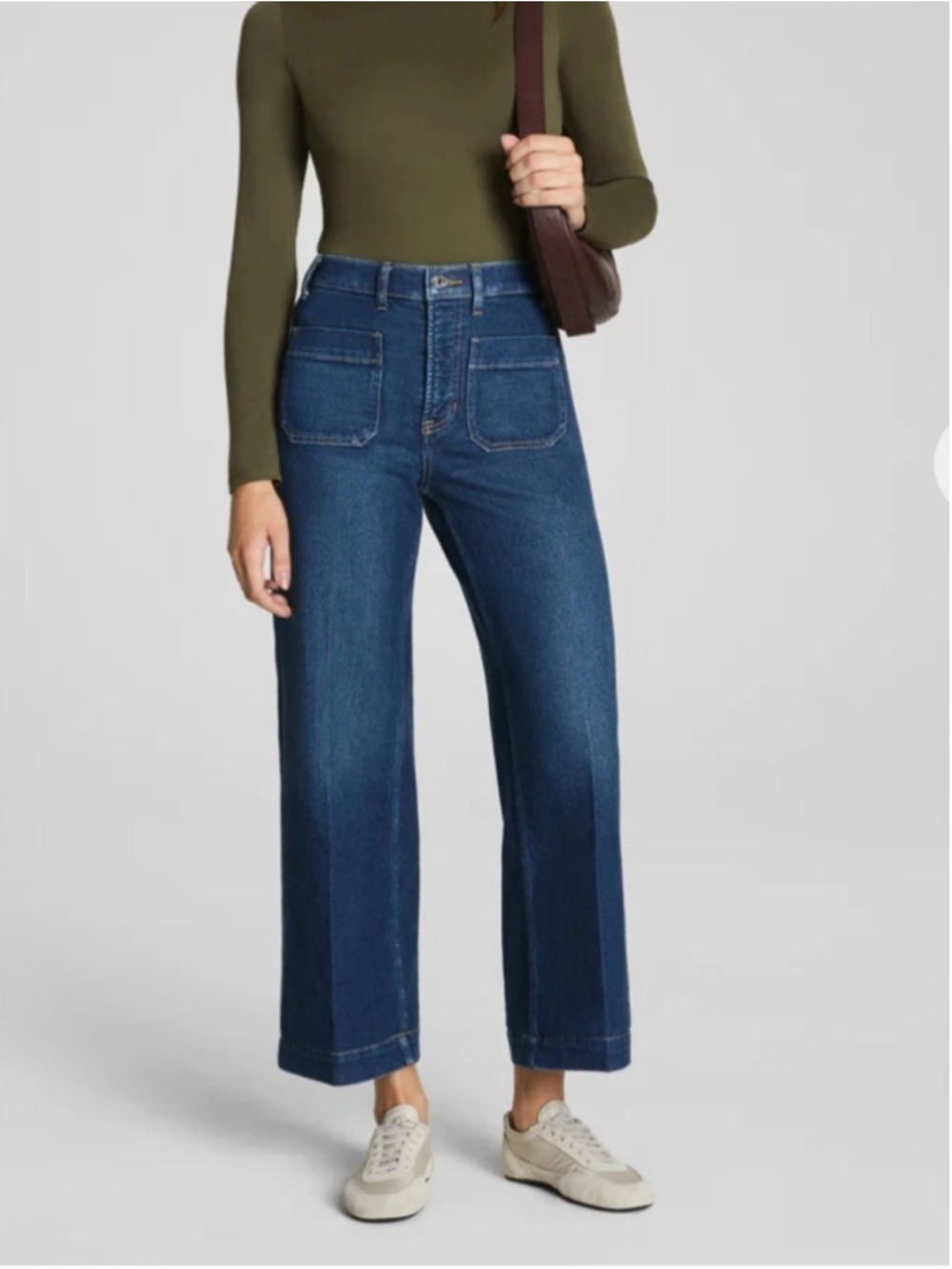 SPANX Cropped wide leg jeans NEW WITH TAGS patch pockets front & back blue XL T